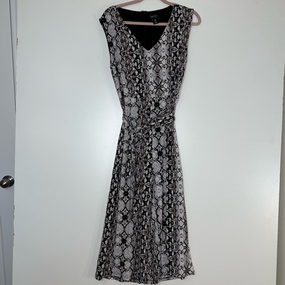 Nicole miller snakeskin print wide leg cropped jumpsuit size 6 - Picture 4 of 16